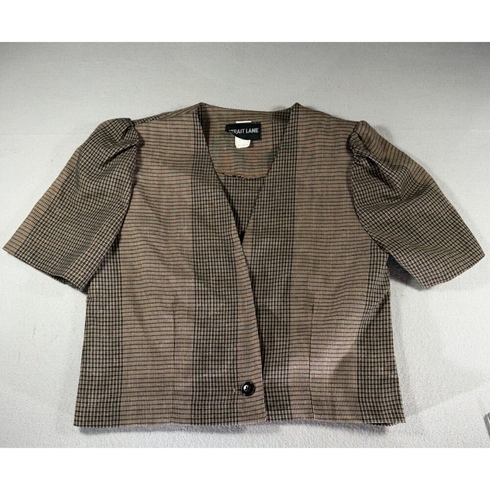 Straight Lane Vintage Plaid Cropped Blazer